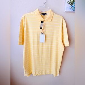 Cremieux Classics Men's Polo L Yellow Striped  100% Cotton NWT Please Read Desc